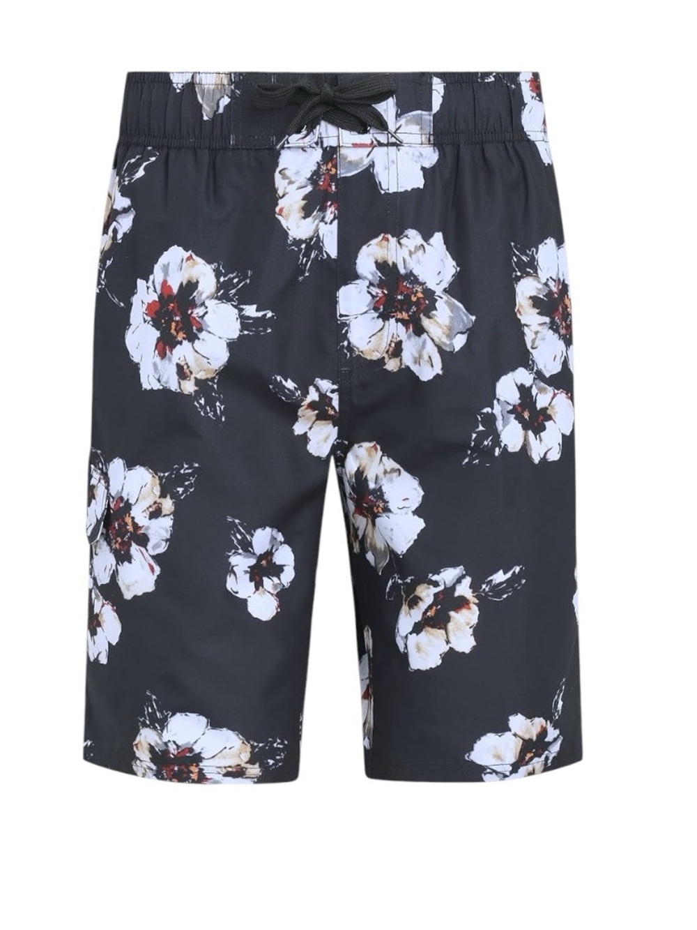 NWT Kanu Surf Black Floral Swim Trunks with White Mesh Lining Sz XXL